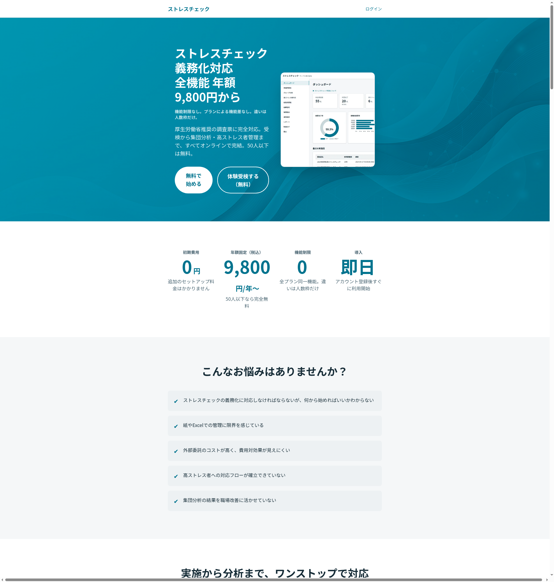 ストレスチェックサービス画面
